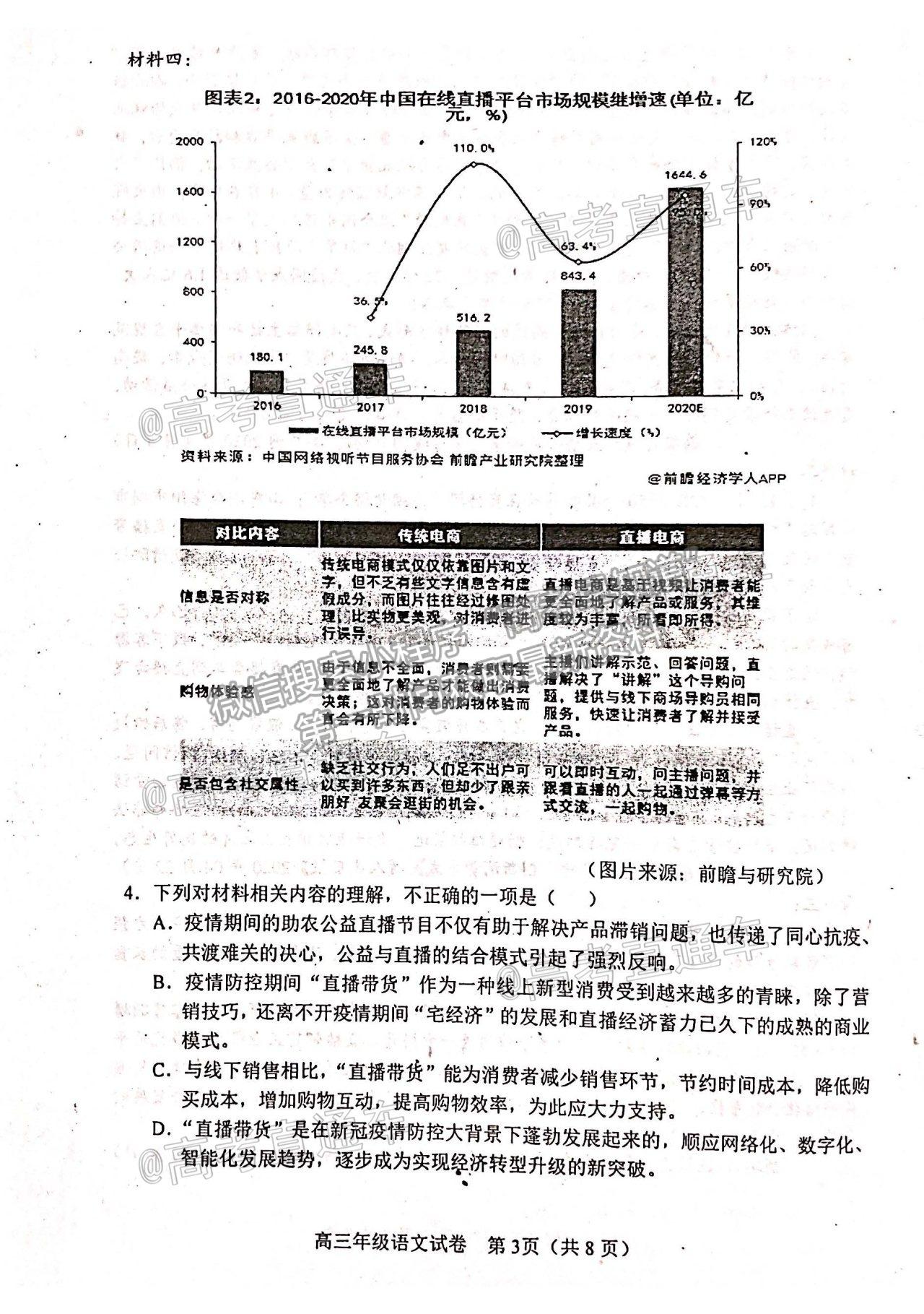 2021湖南婁底高考仿真模擬考試語文試題及參考答案