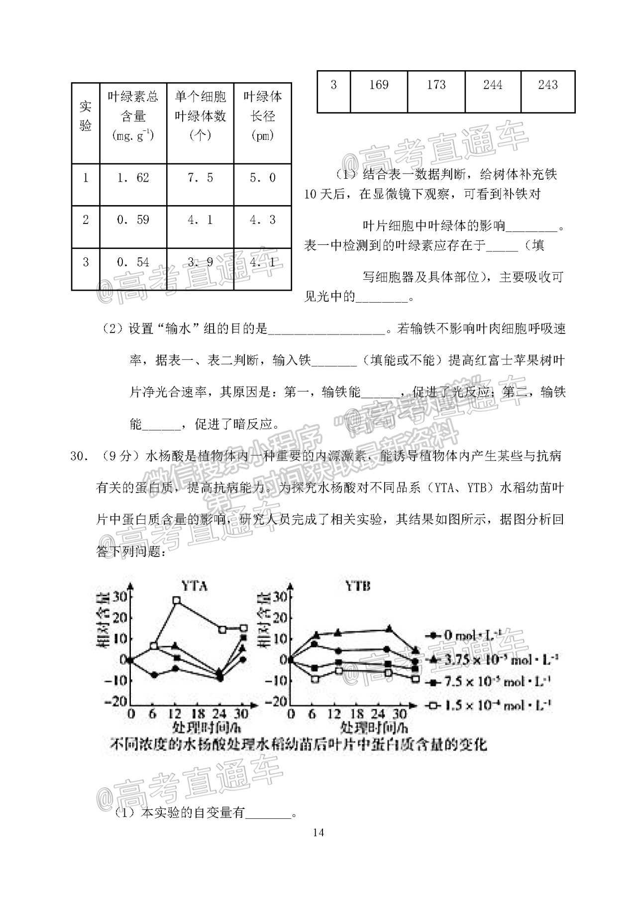 2021四川閬中中學高三4月聯(lián)考理綜試題及參考答案