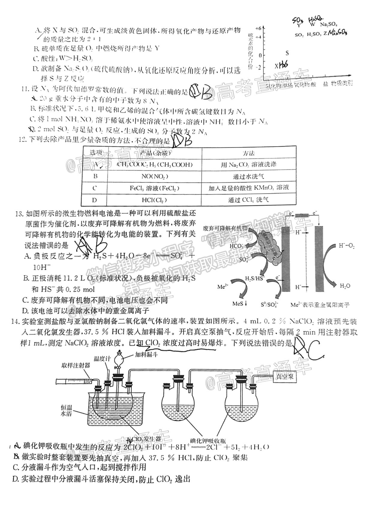 2021华大新高考联盟高三预测性考试（新高考卷）化学试题及参考答案