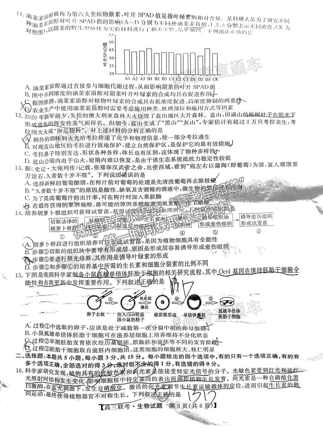 2021菏澤二模生物試題及參考答案