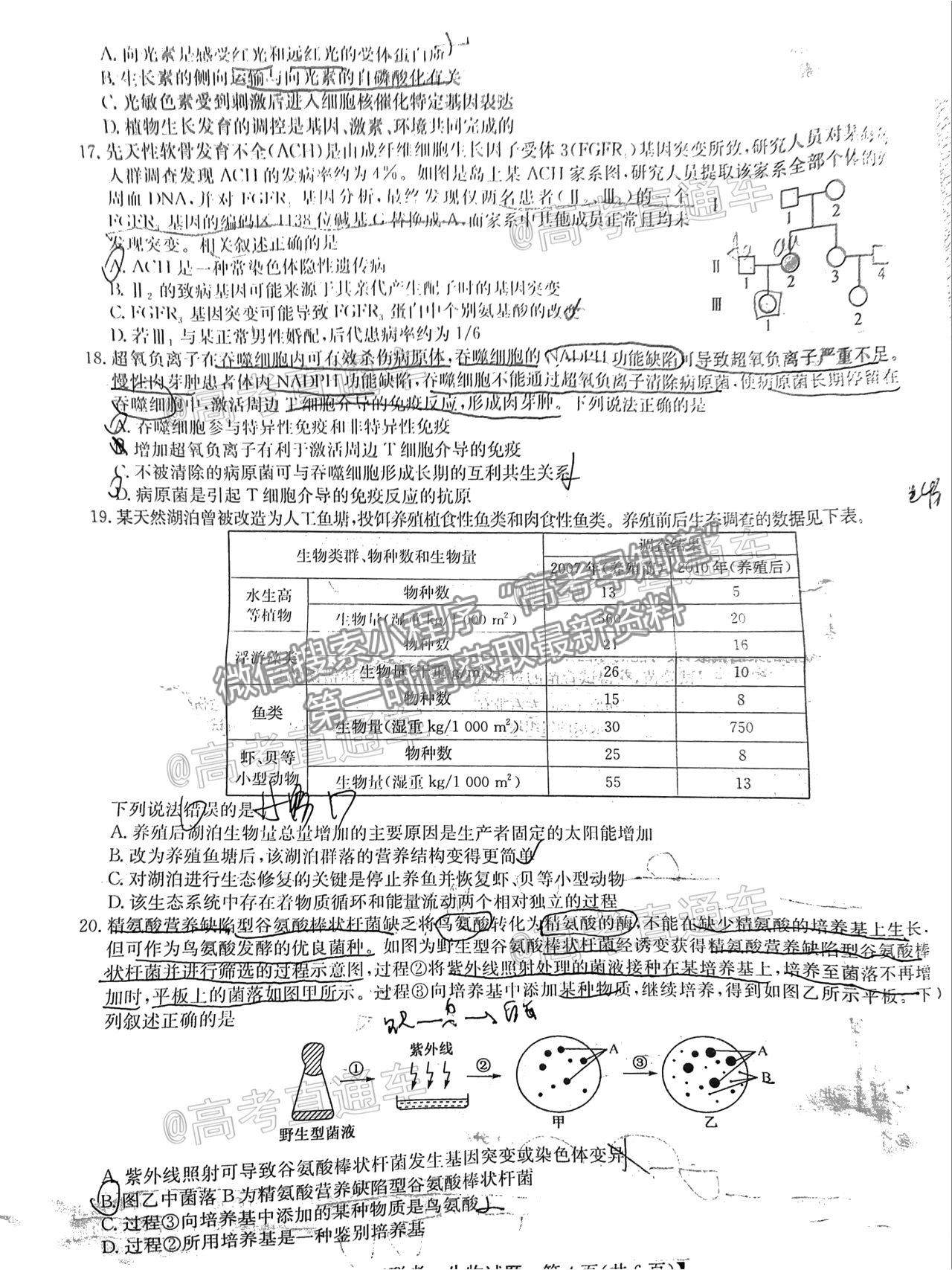 2021菏澤二模生物試題及參考答案