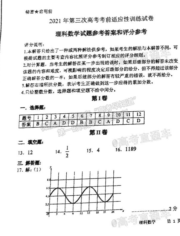 2021臨汾三模理數(shù)試題及參考答案