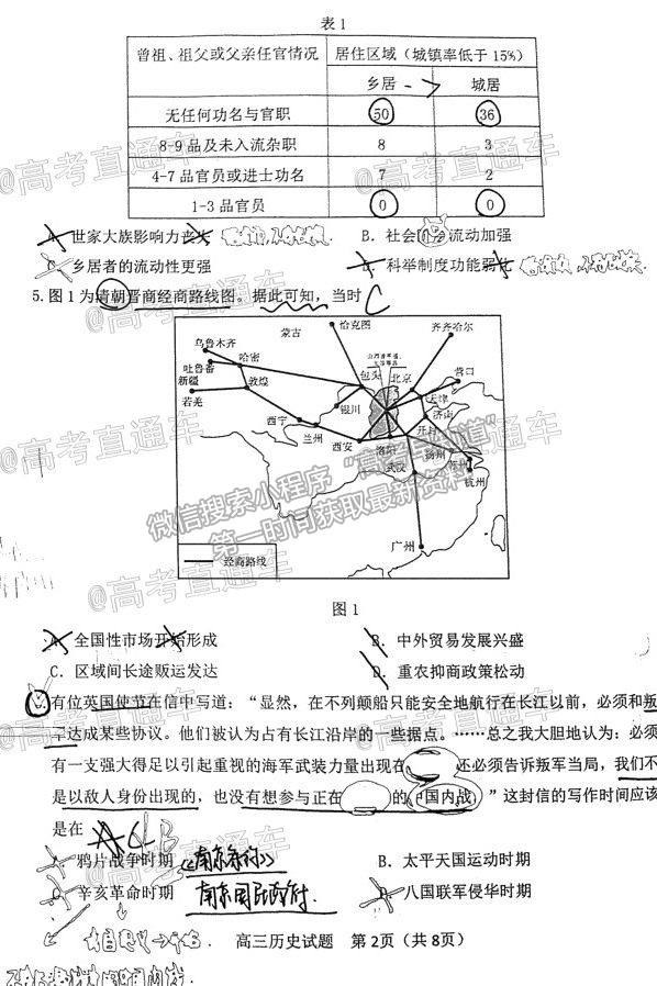 2021淄博二模歷史試題及參考答案