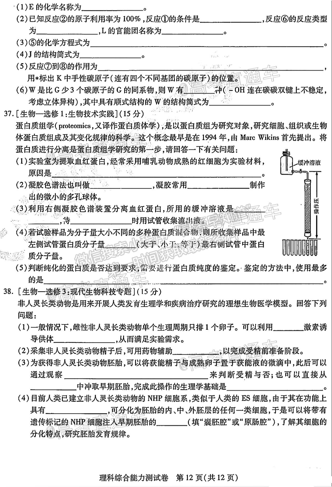 2021東北三省三校三模理綜試題及參考答案