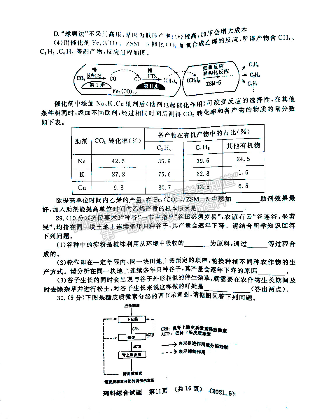 2021洛陽(yáng)三練理綜試題及參考答案