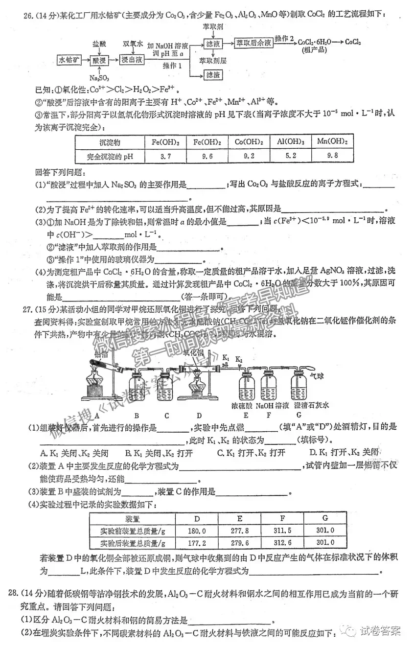 2021晉城三模理綜試題及參考答案