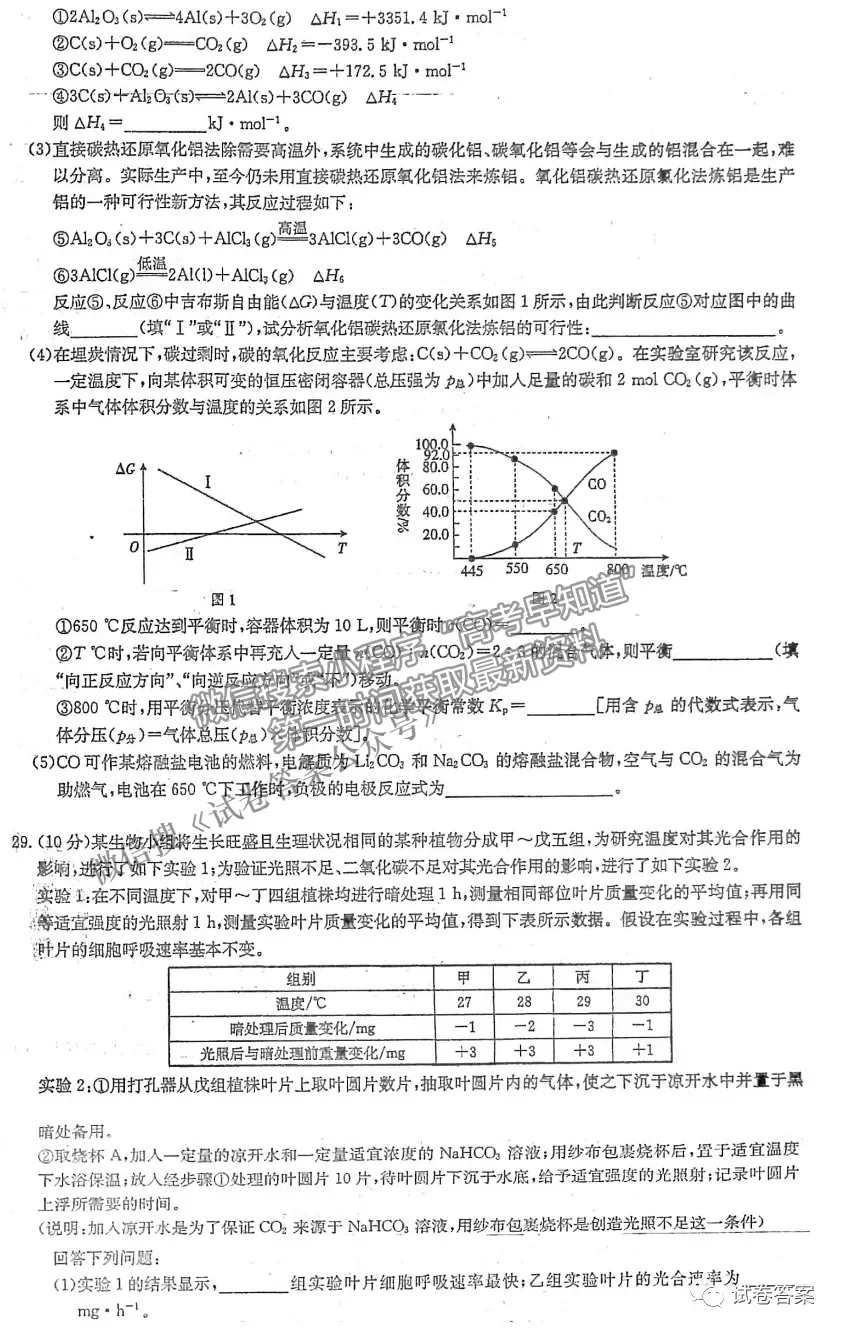 2021晉城三模理綜試題及參考答案