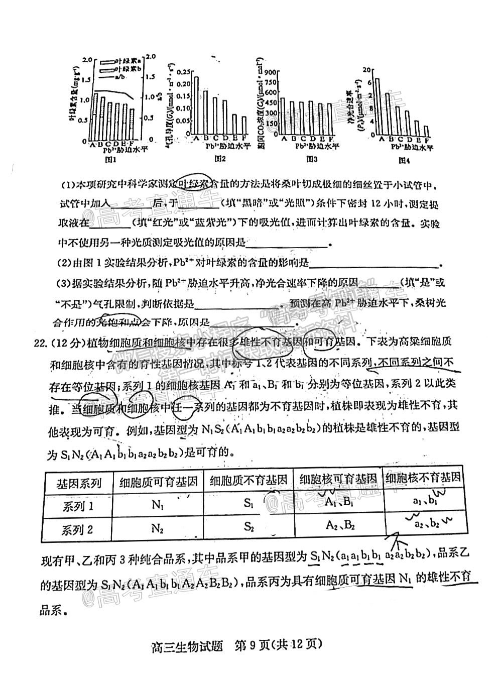 2021濱州二模生物試題及參考答案