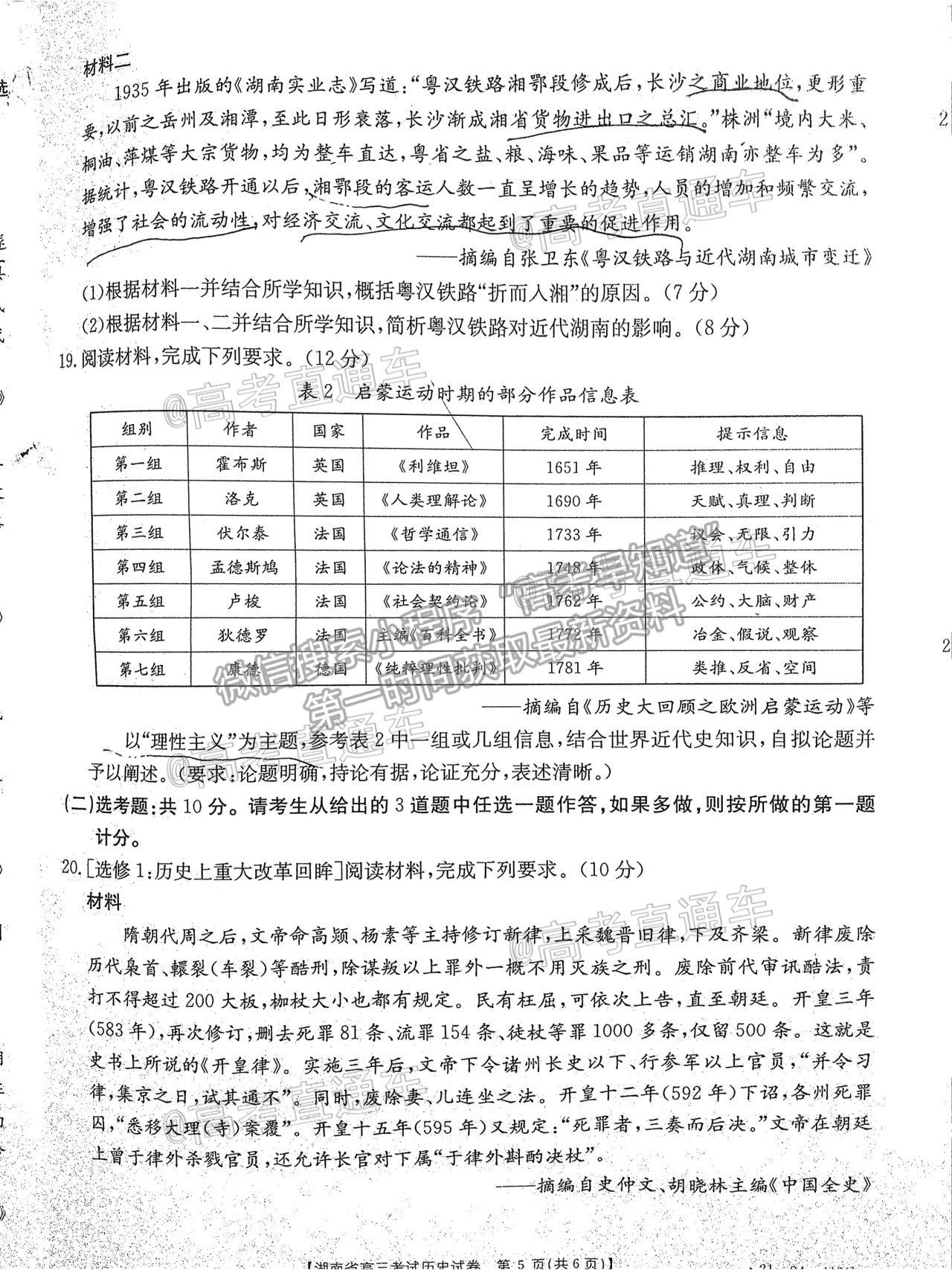 2021邵陽二模歷史試題及參考答案