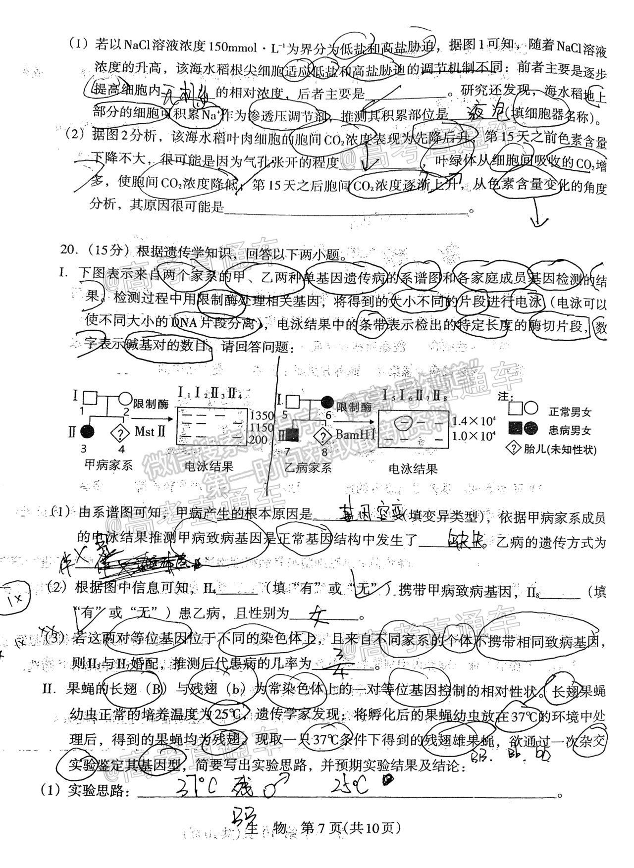 2021石家莊二模生物試題及參考答案