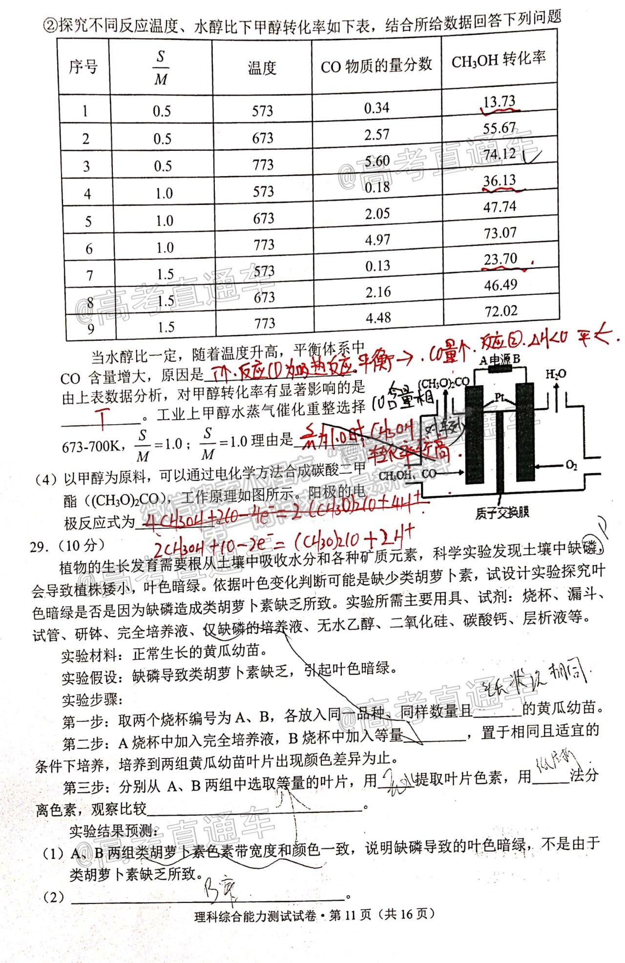 2021紅河州高三5月統(tǒng)測理綜試題及參考答案