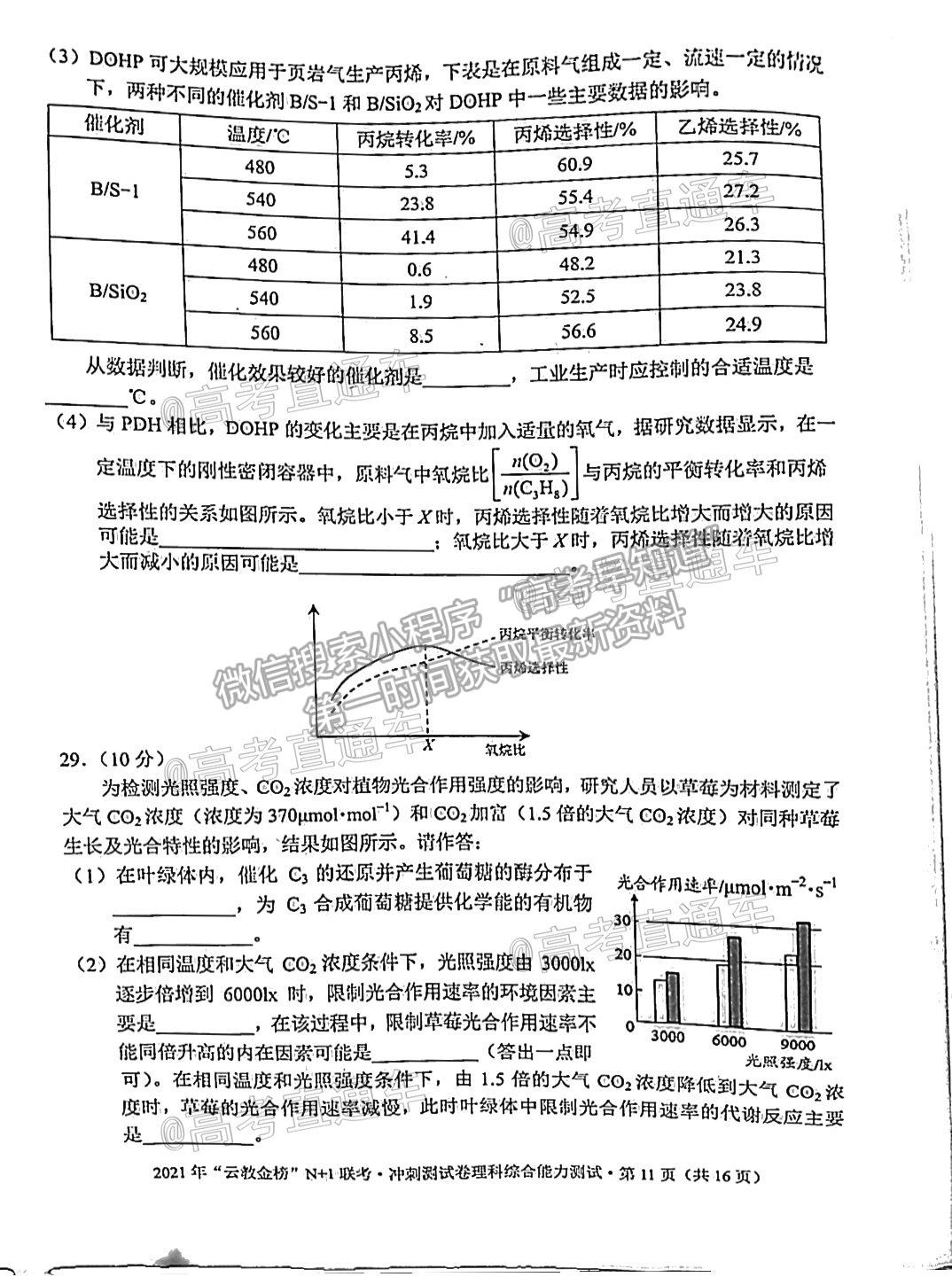 2021普洱市高三統(tǒng)測理綜試題及參考答案