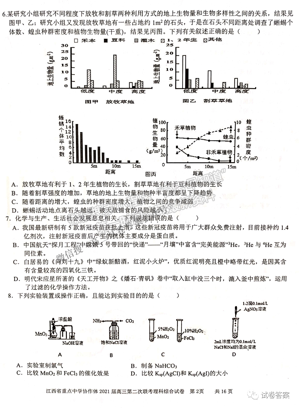 2021江西省重點(diǎn)中學(xué)協(xié)作體二聯(lián)理綜試題及參考答案