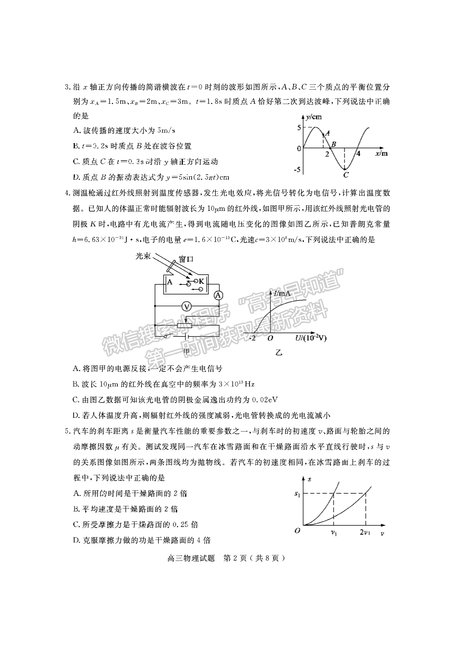 2021濟(jì)寧二模物理試題及參考答案