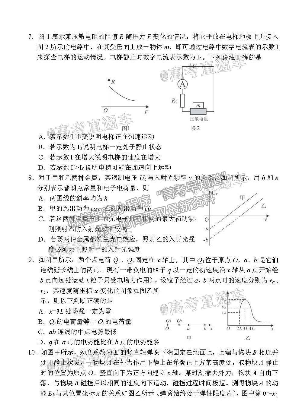 2021葫蘆島二模物理試題及參考答案