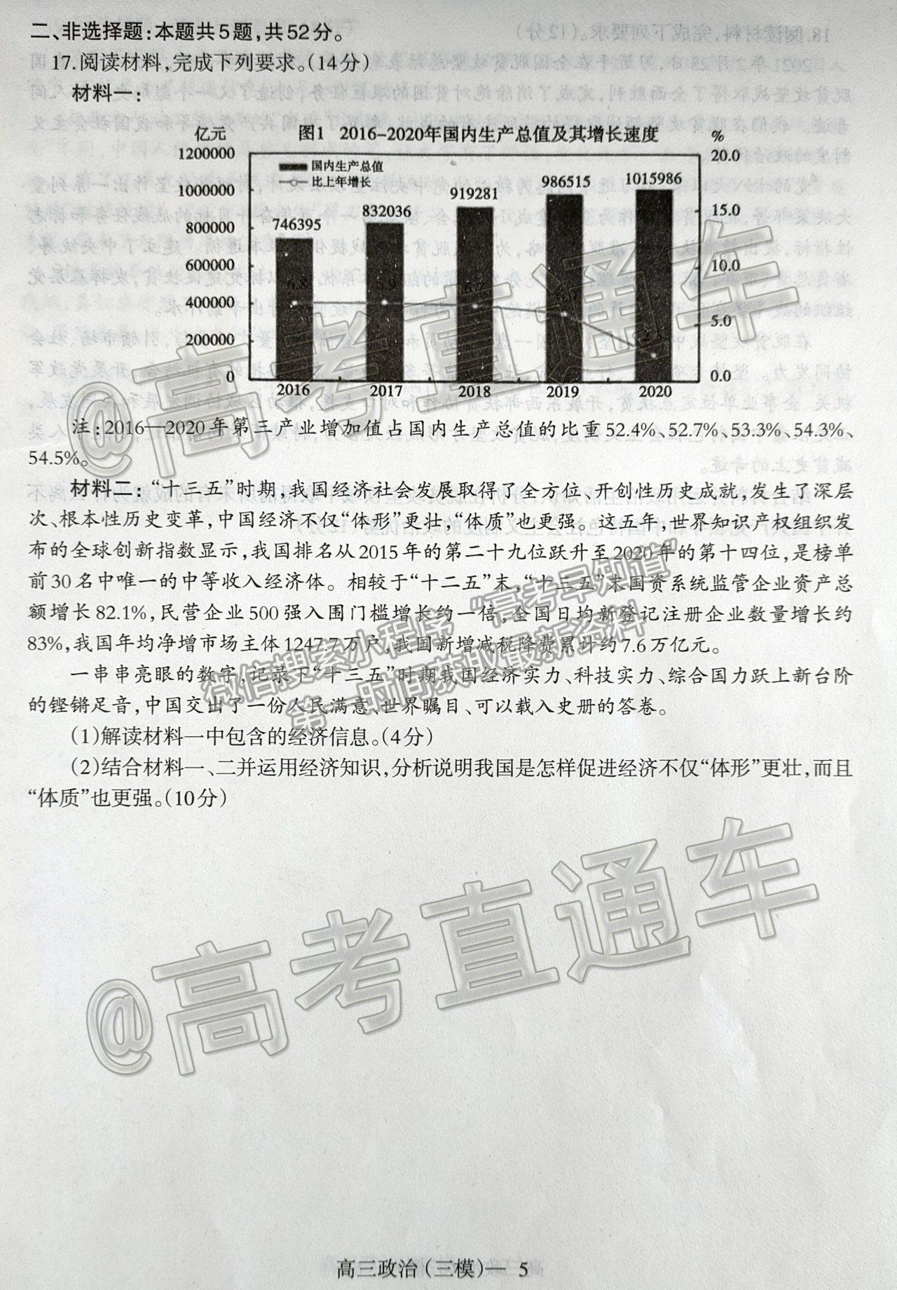 2021遼寧三模政治試題及參考答案