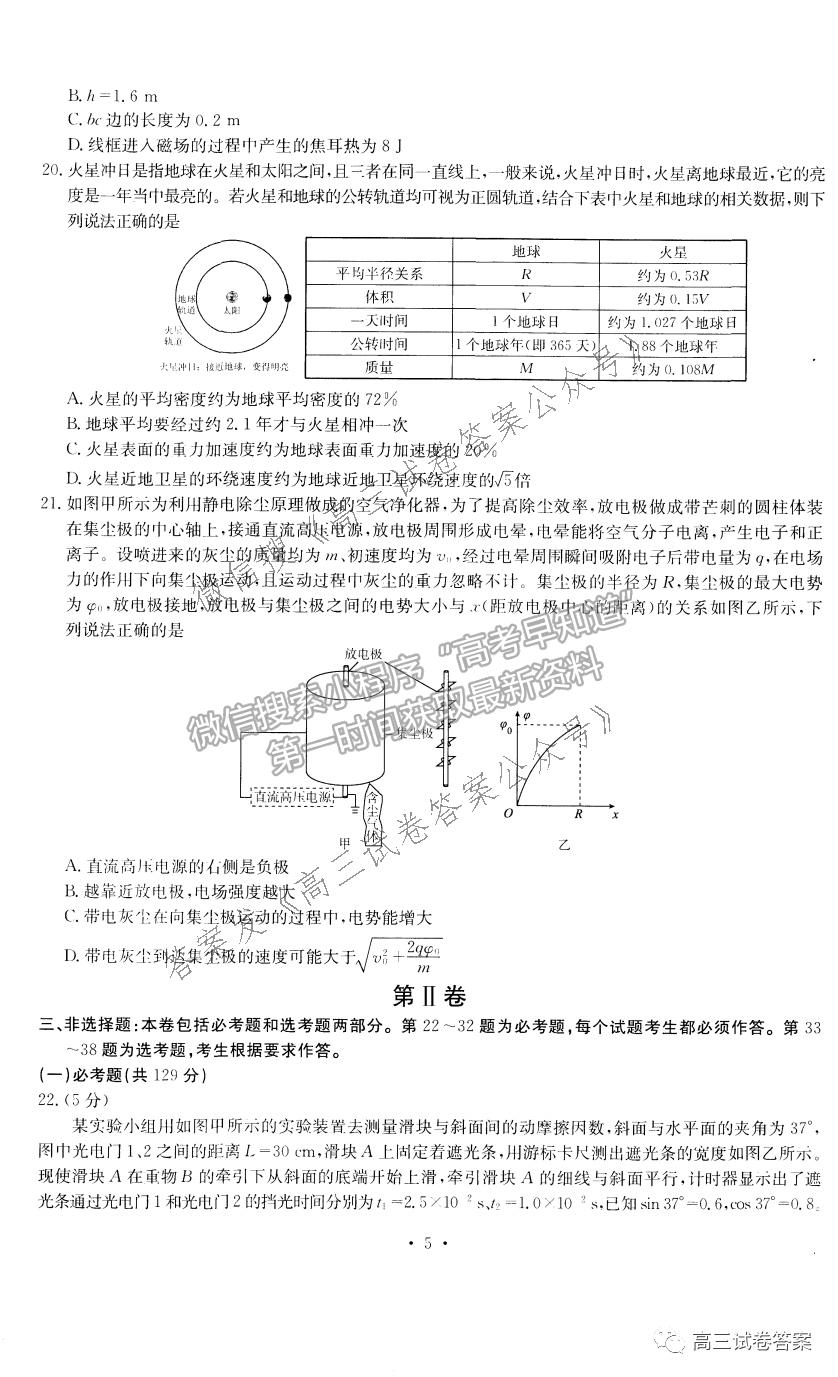 2021衡水金卷先享題壓軸卷理綜試題及參考答案