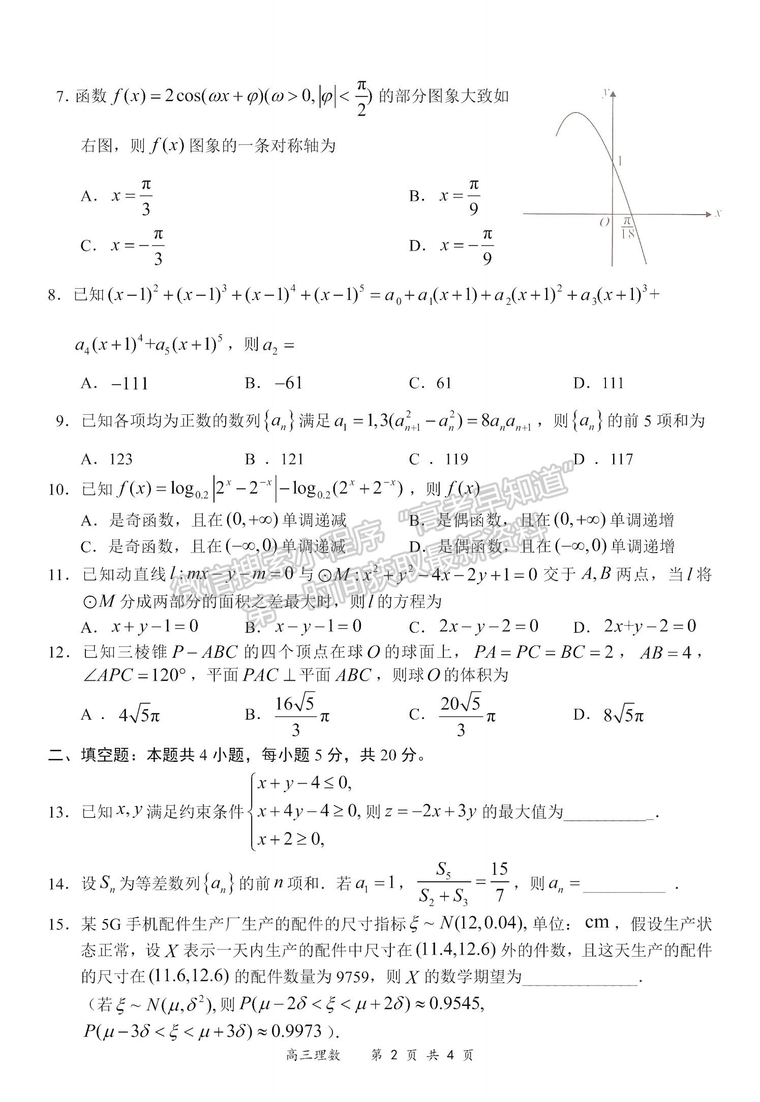 2021全國百強(qiáng)名校領(lǐng)軍考試高三5月聯(lián)考理數(shù)試題及參考答案