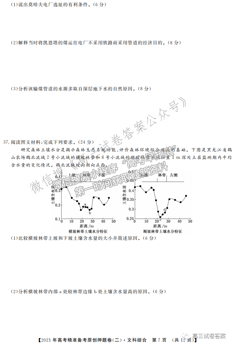 2021年高考精準(zhǔn)備考原創(chuàng)押題二文綜試題及參考答案