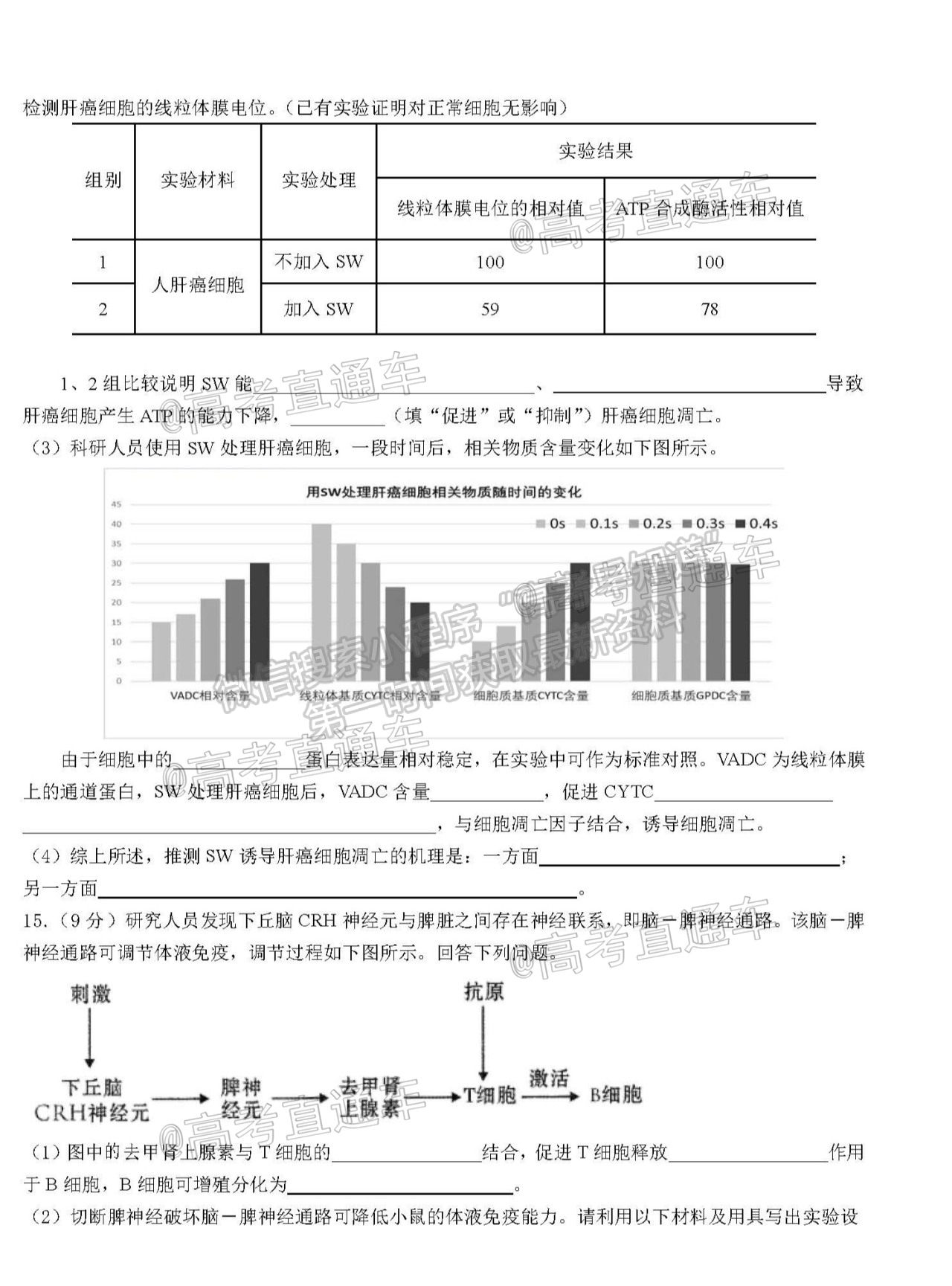 2021天津濱海三模生物試題及參考答案