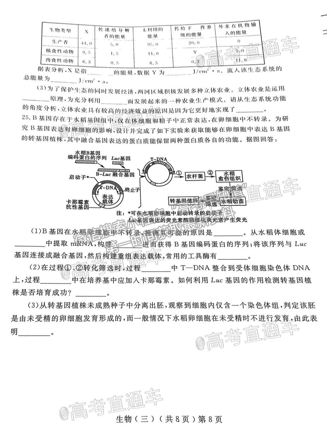 2021聊城三模生物試題及參考答案