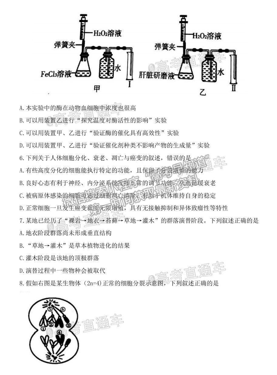 2021浙江Z20聯(lián)盟（名校新高考研究聯(lián)盟）高三第三次聯(lián)考生物試題及參考答案