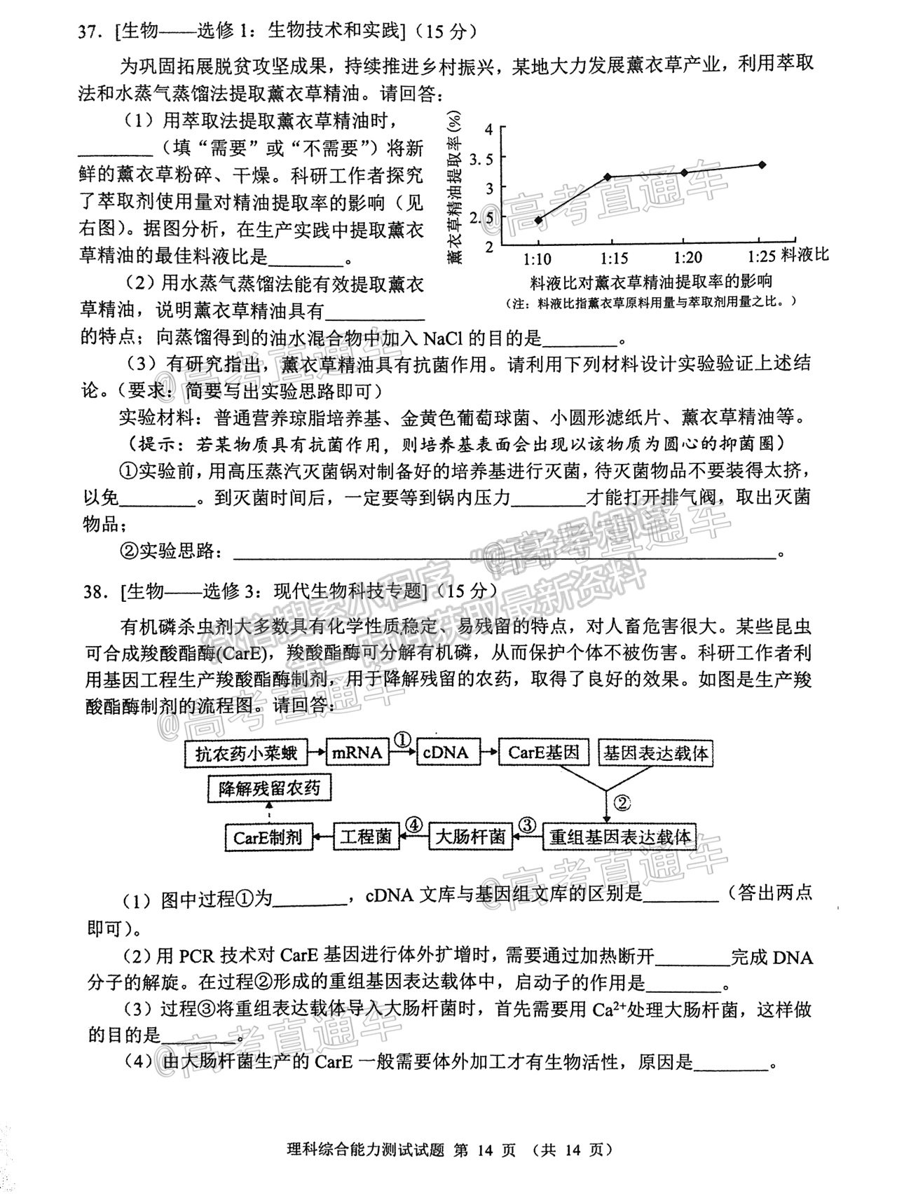 2021四川大數據高三5月聯考理綜試題及參考答案