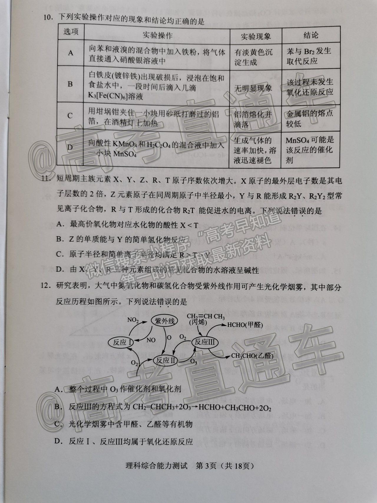 2021寧夏石嘴山高三下學(xué)期質(zhì)檢理綜試題及參考答案