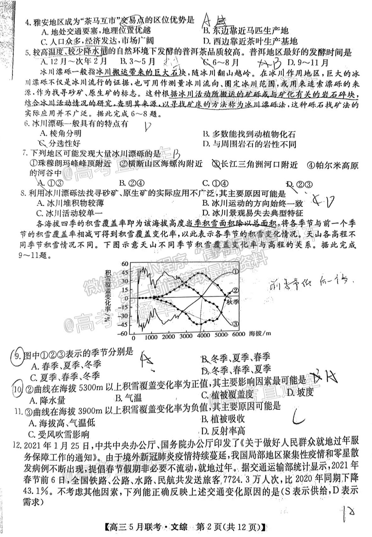 2021皖南八校臨門一卷文綜及參考答案 