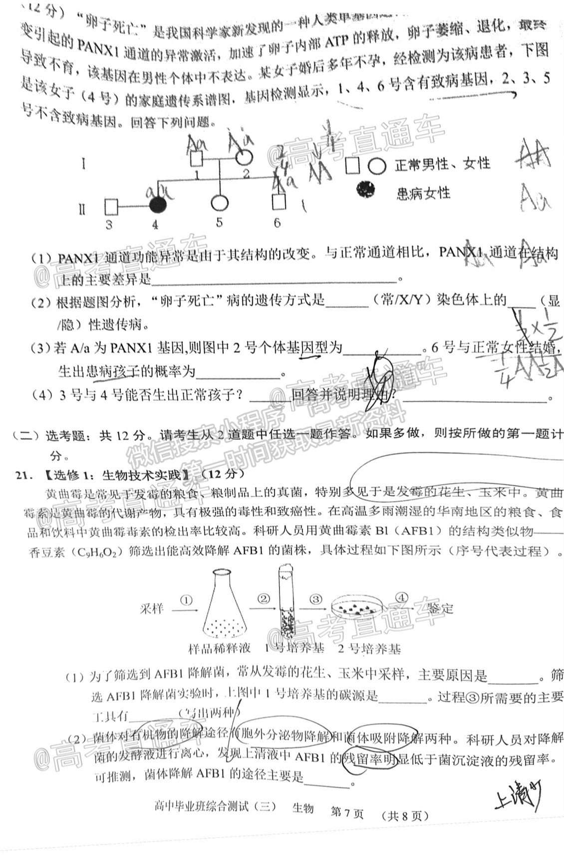 2021廣州天河區(qū)三模生物試題及參考答案