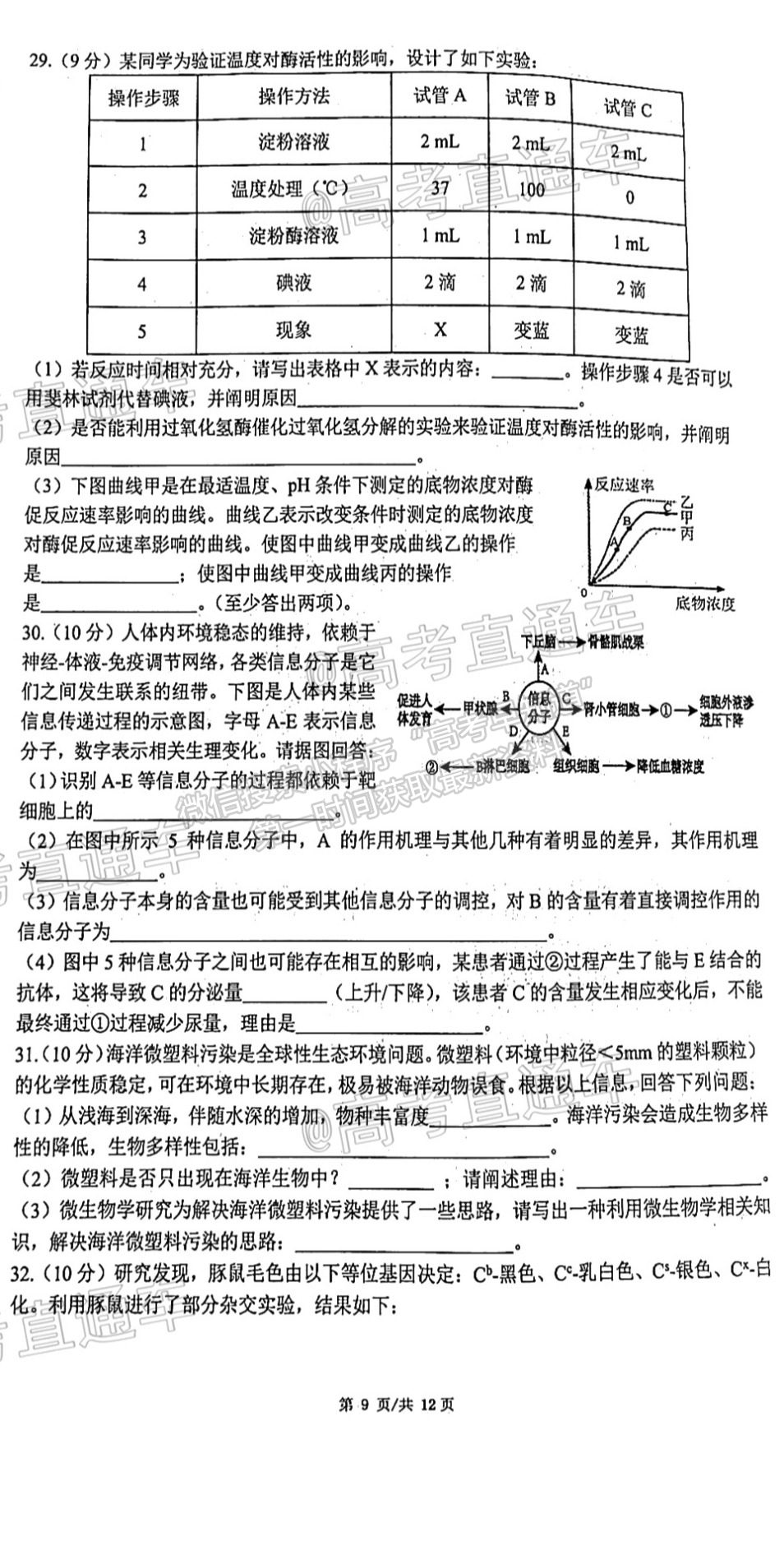 2021成都石室中學(xué)適應(yīng)性考試（一）理綜試題及參考答案