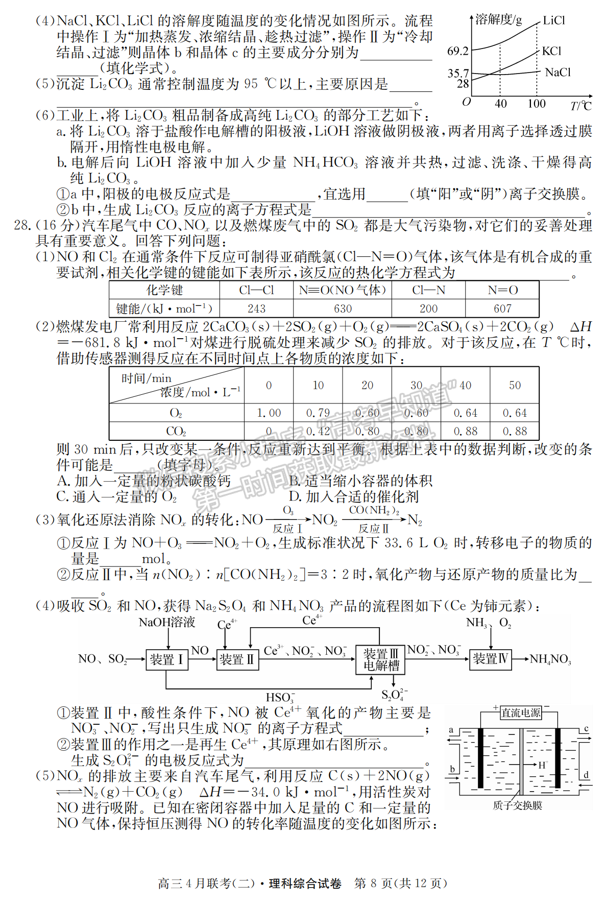 2021名校聯(lián)盟學(xué)年高三4月聯(lián)考（二）理綜試題及參考答案