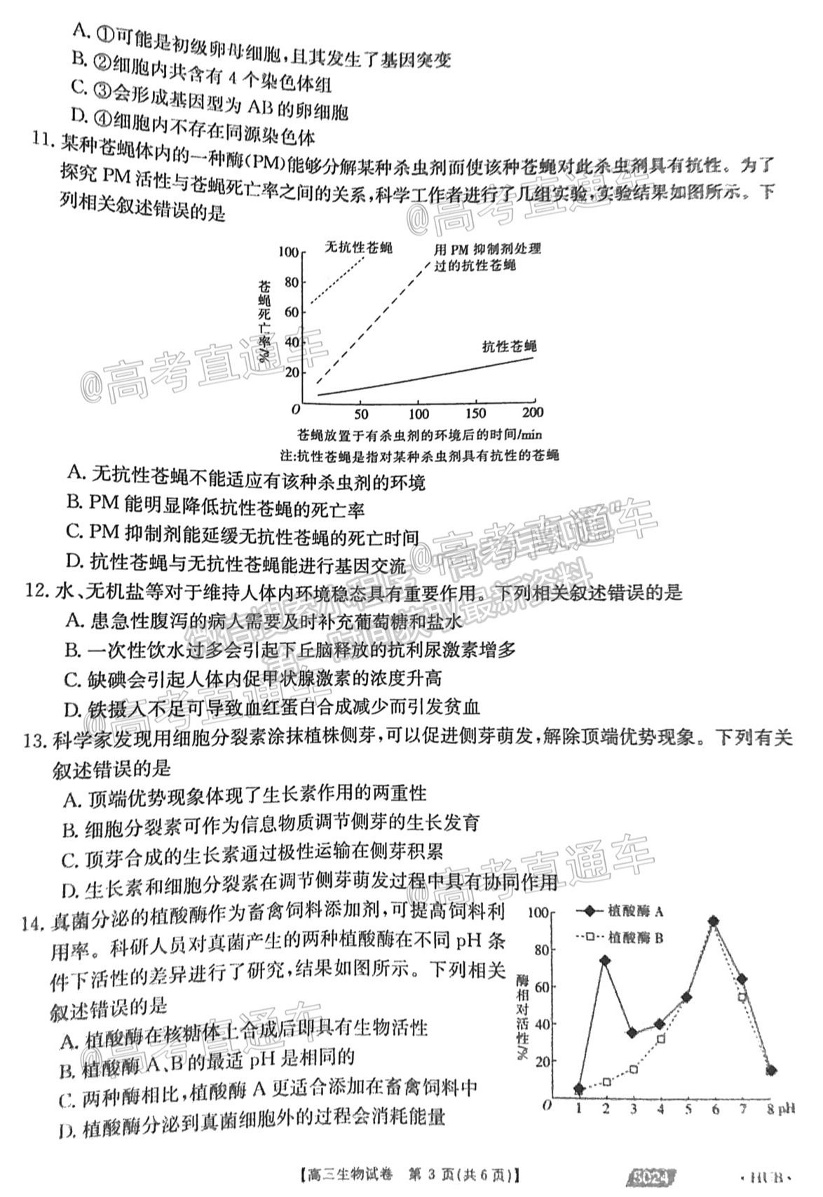 2021湖北高三5月聯(lián)考生物試題及參考答案