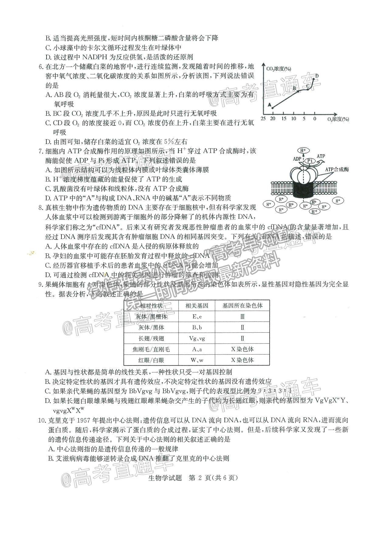 2021華大新高考聯(lián)盟高三名校押題卷新高考卷生物試題及參考答案