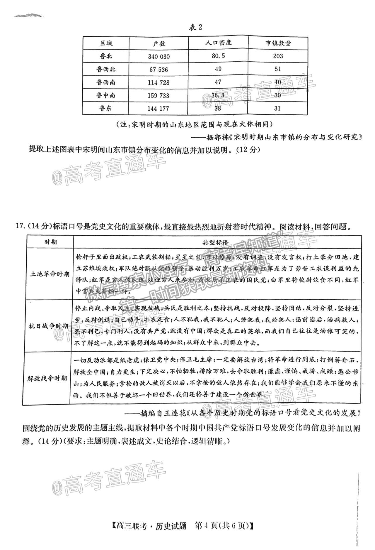 2021菏澤二模歷史試題及參考答案