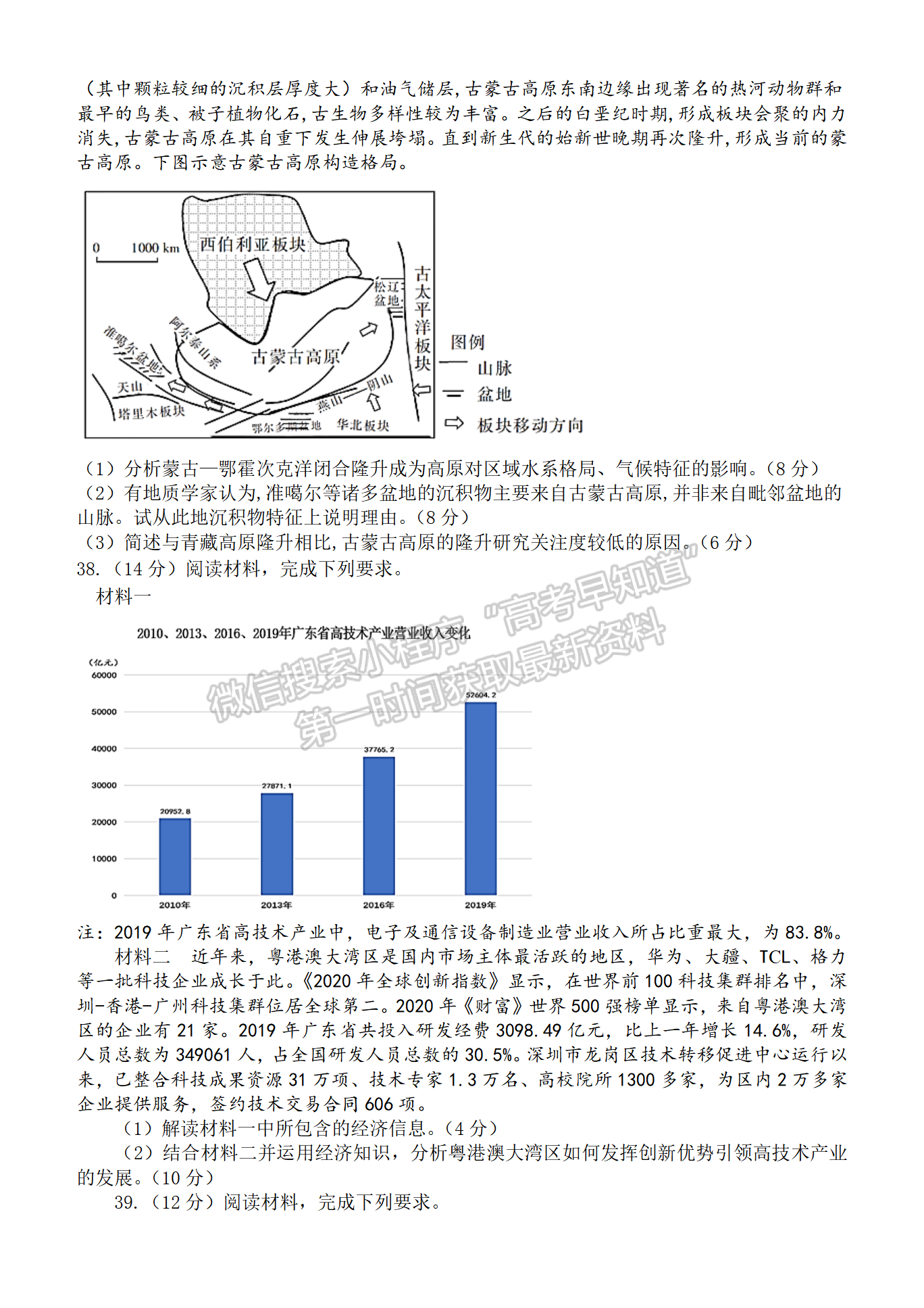 河南實驗中學高三5月第四次模擬考試文綜試題及參考答案