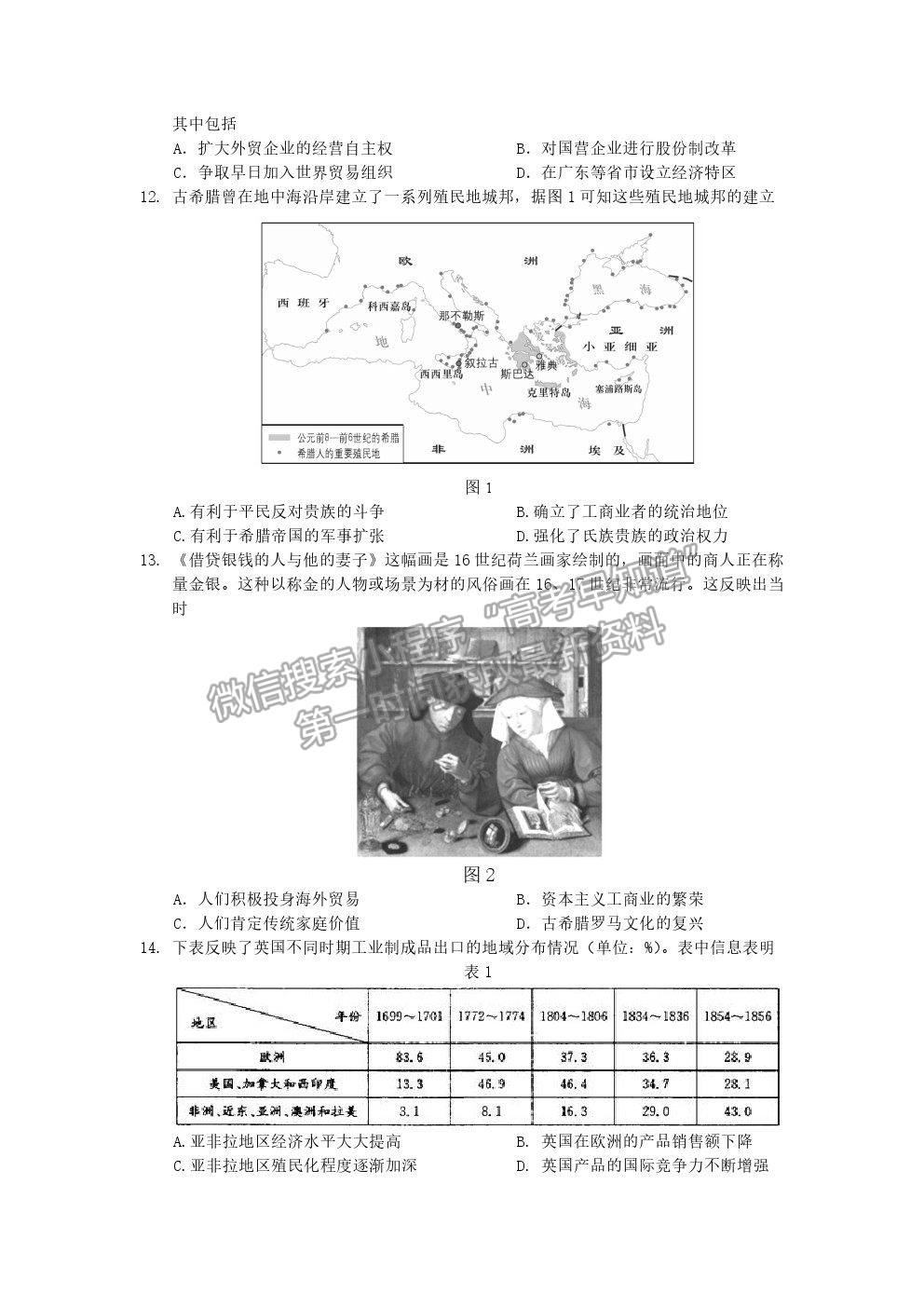 2021長沙長郡中學(xué)高三保溫卷（二）歷史試題及答案