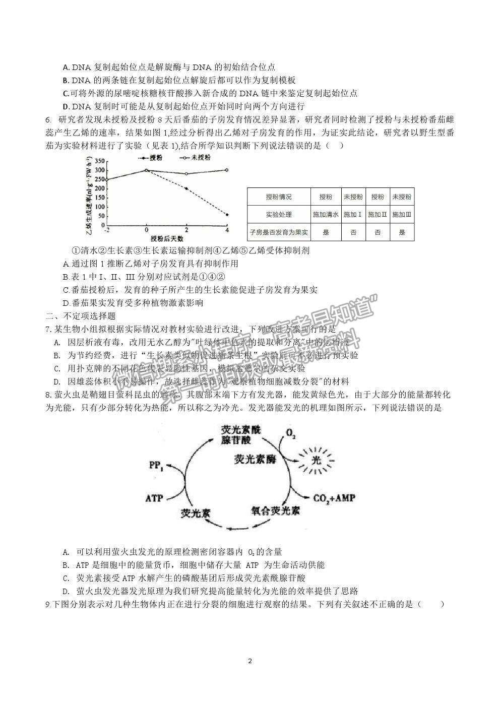 2021長(zhǎng)沙長(zhǎng)郡中學(xué)高三保溫卷（一）生物試題及答案