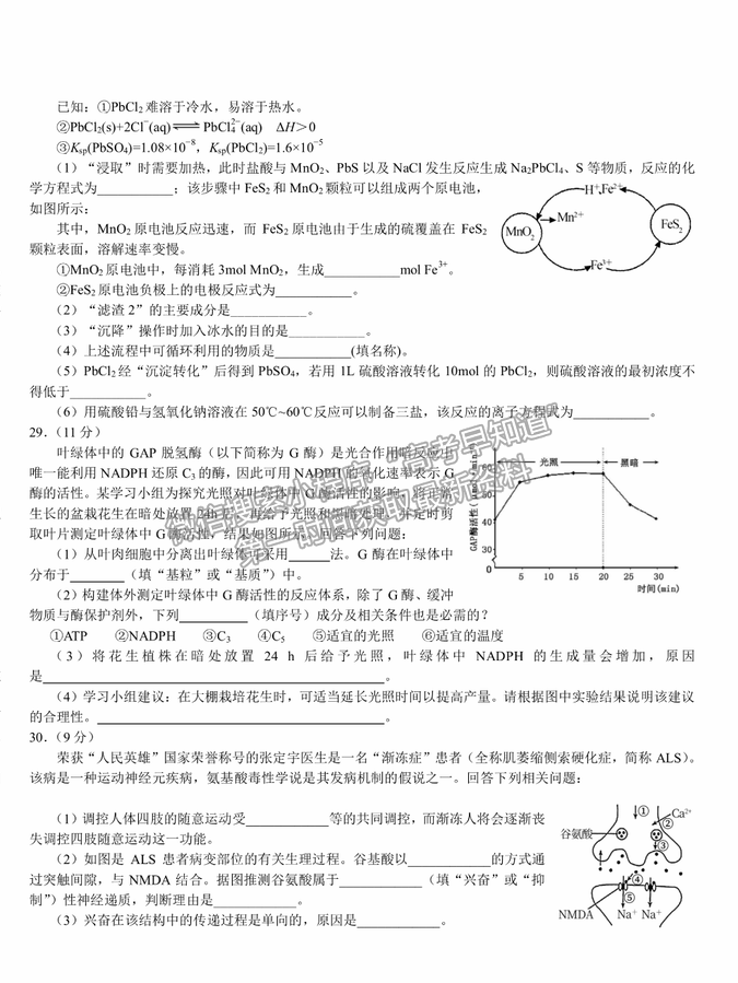 2021南昌二中、河南省實(shí)驗(yàn)中學(xué)高三5月沖刺聯(lián)考理綜試題及答案