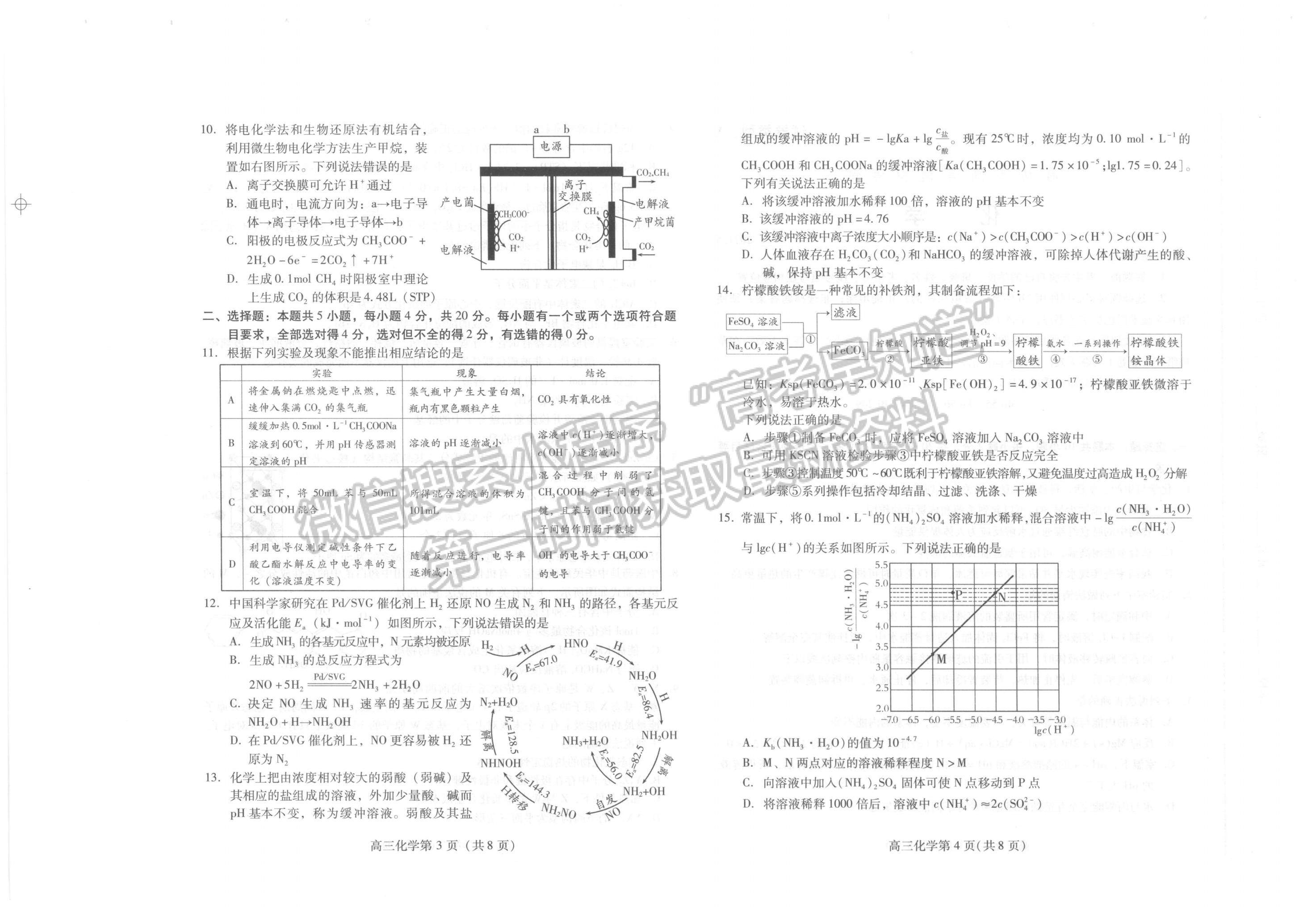 2021濰坊三模化學(xué)試題及參考答案