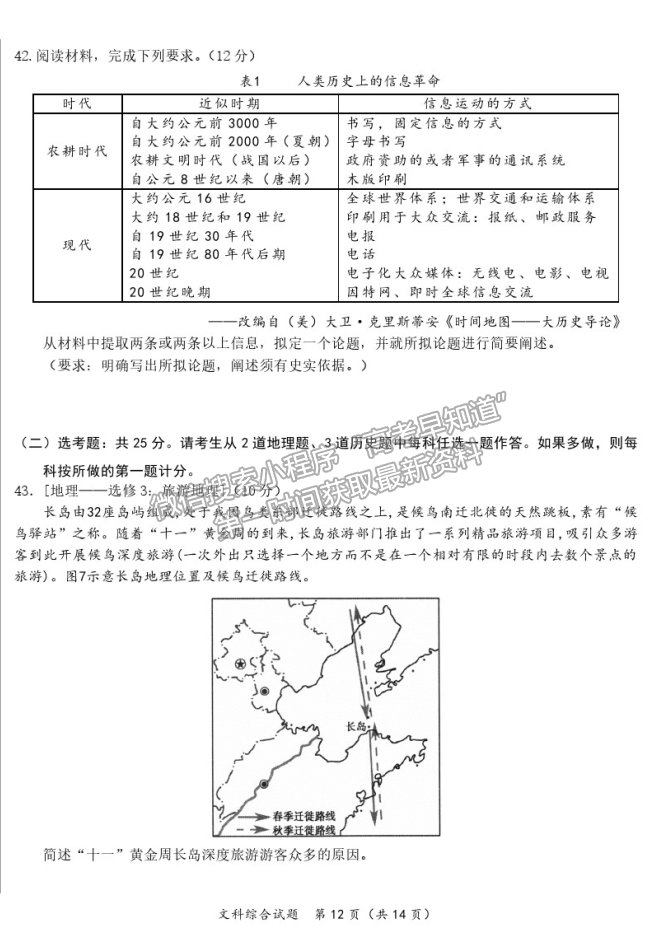 2021哈爾濱六中高三五模文綜試題及參考答案