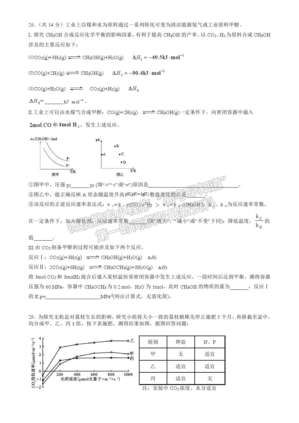 2021黑龍江省實驗中學(xué)高三三模理綜試題及參考答案