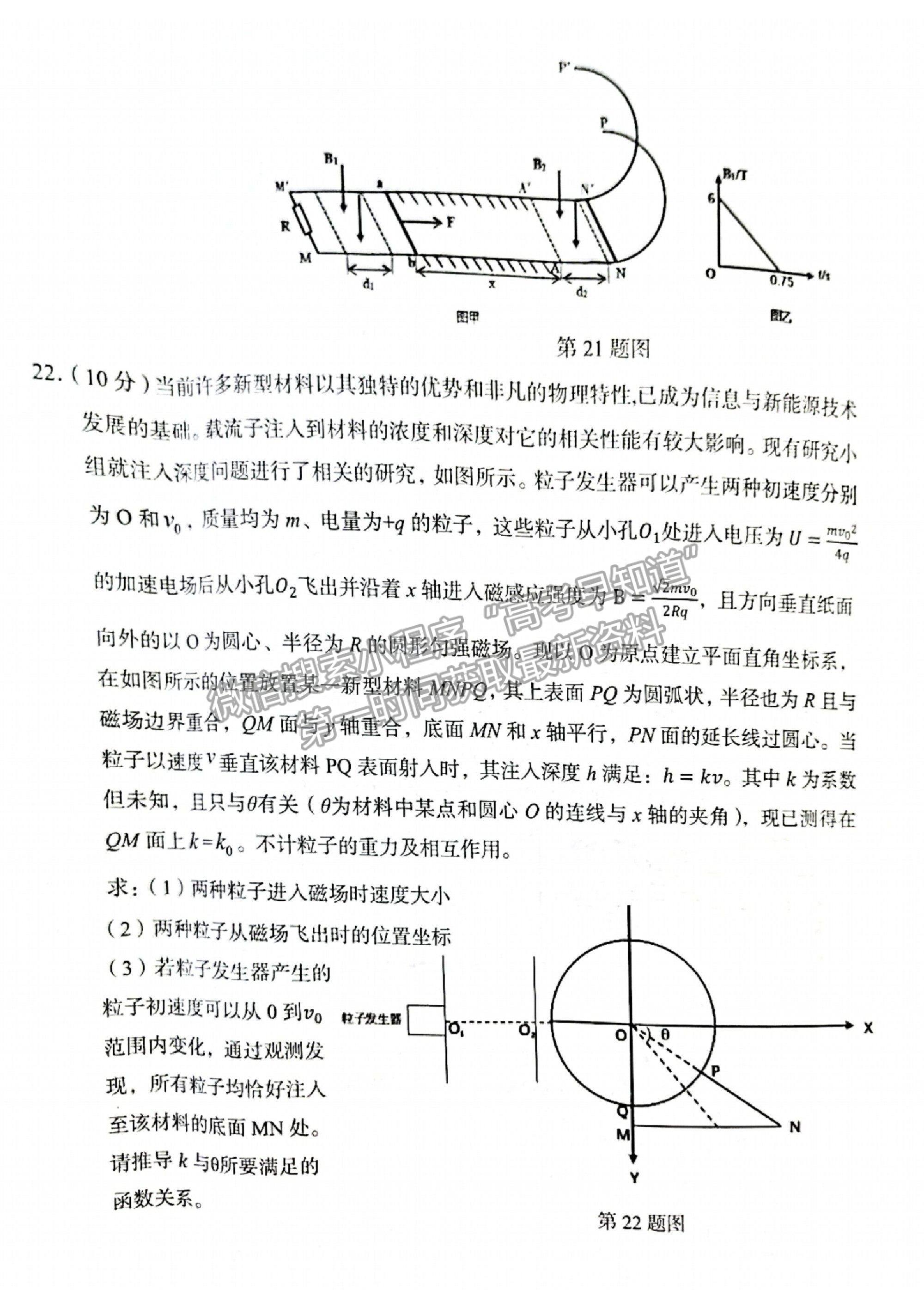 2021浙江省臺州市高三4月調考（二模）物理試卷及參考答案