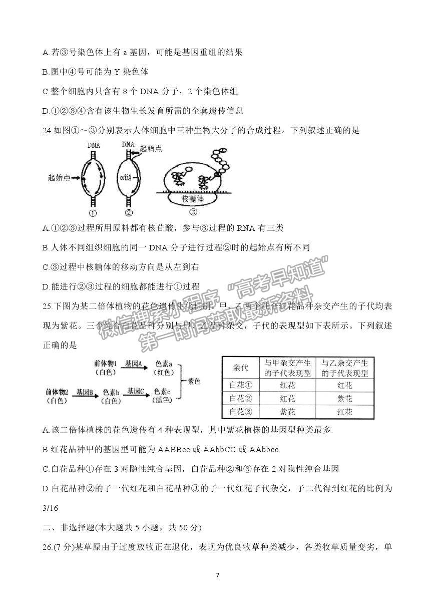 2021浙江省紹興市高三4月適應(yīng)性考試（二模）生物試卷及參考答案