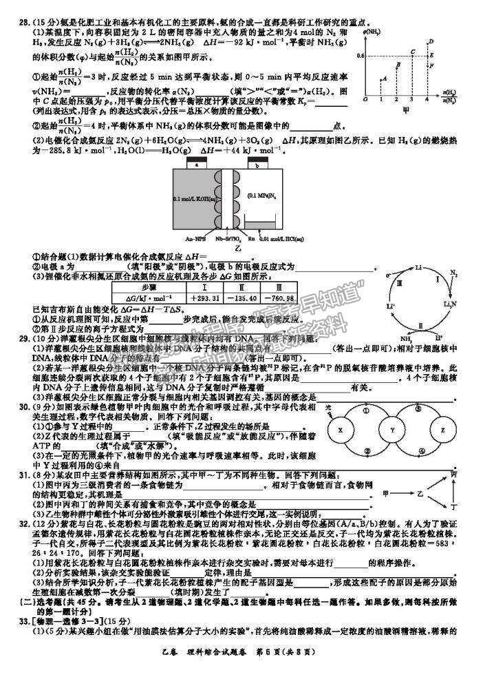 2021超級(jí)全能生全國(guó)卷高三3月聯(lián)考乙卷理綜試題及答案