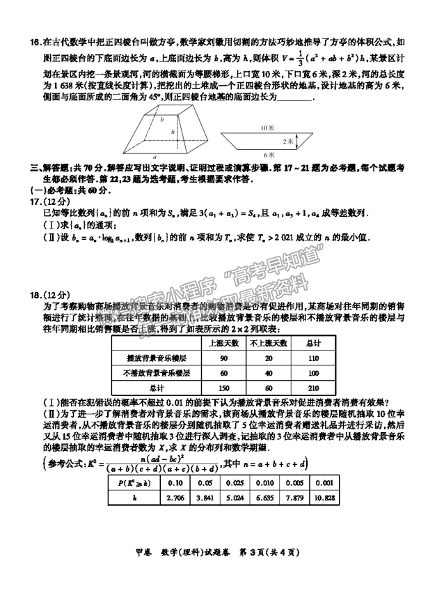 2021超級全能生全國卷地區(qū)高三4月聯(lián)考甲卷理數試題及答案