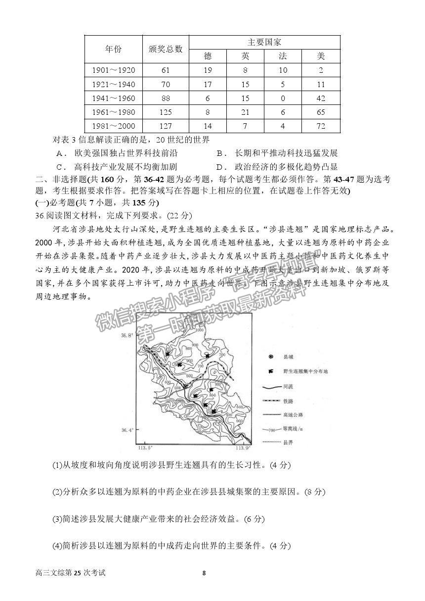 2021河南省南陽一中高三第二十五次檢測文綜試卷及答案