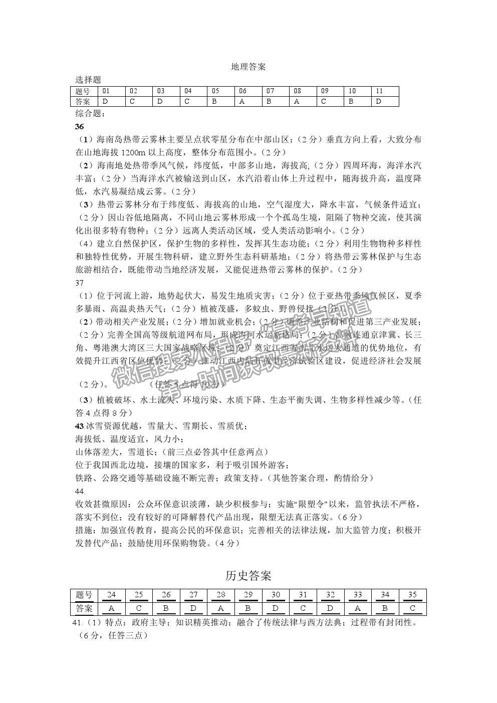 2021江西省八所重點(diǎn)中學(xué)高三4月聯(lián)考文綜試題及答案