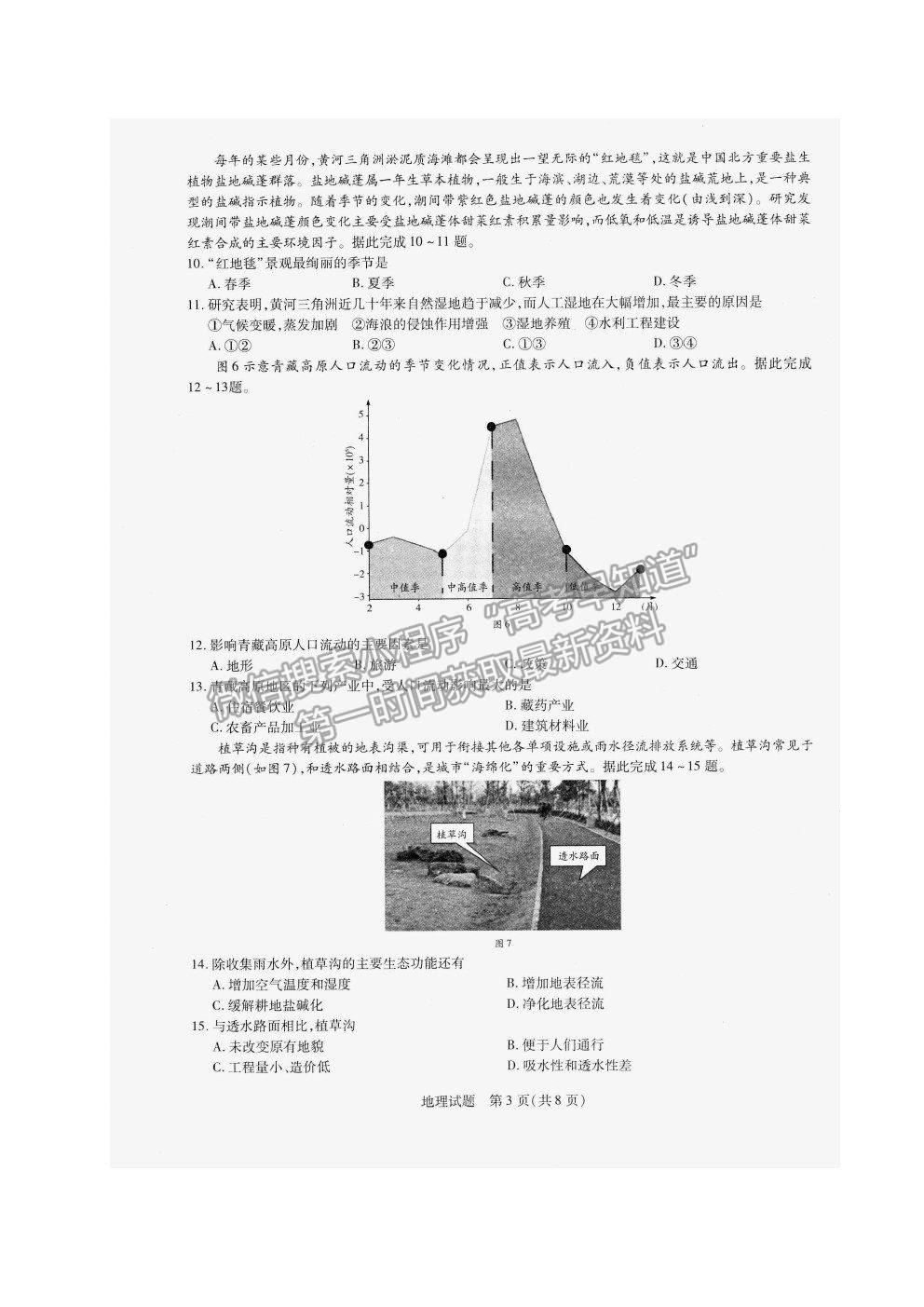 2021安徽省太和一中高三二模地理試題及答案