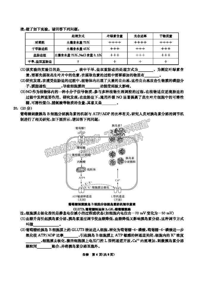 2021河北五個(gè)一名校聯(lián)盟高三二診生物試題及參考答案